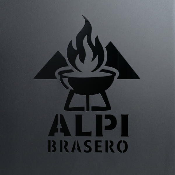 Logo Alpi Brasero sur acier thermolaqué noir