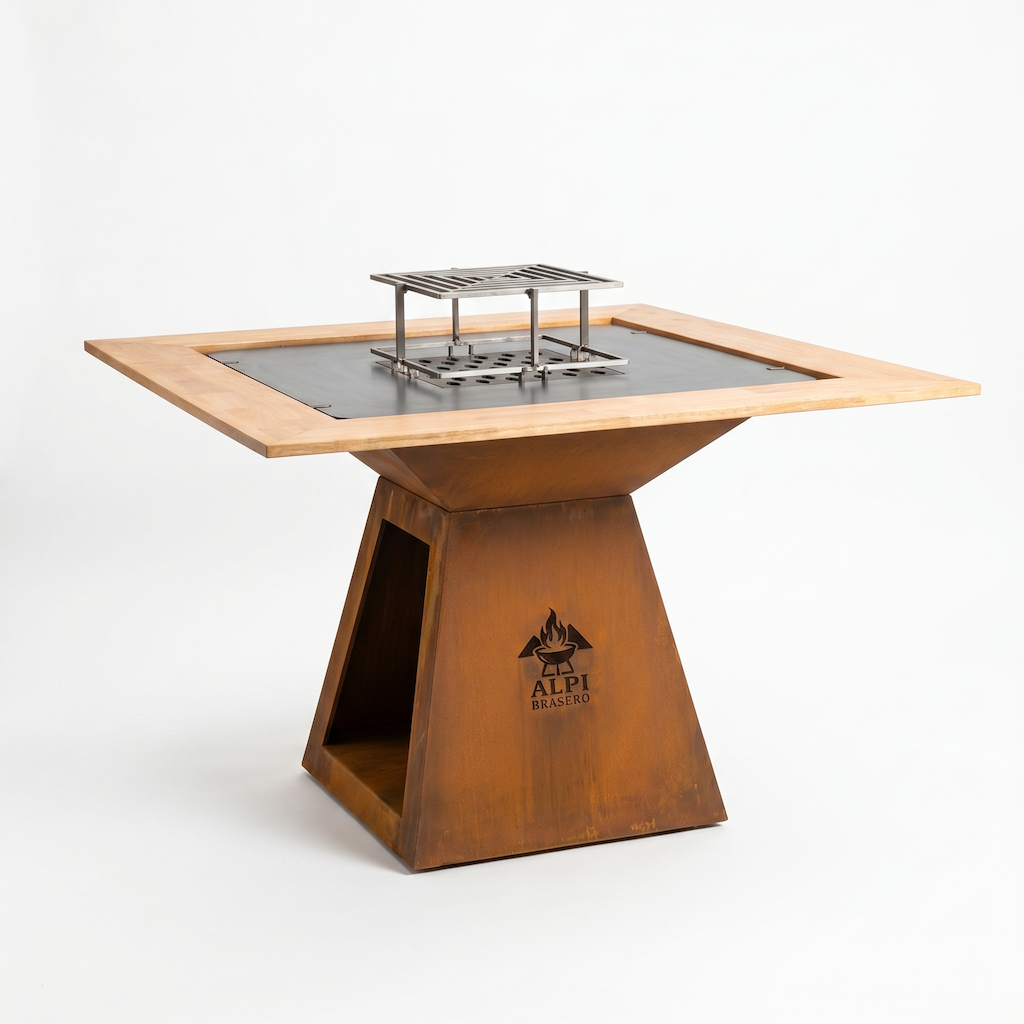 Brasero plancha carré ∅ 100 cm acier corten - Forme trapèze