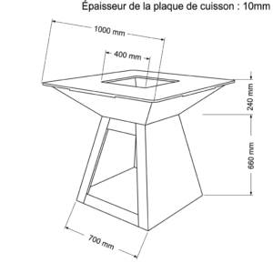 Dimensions du brasero plancha Plateau