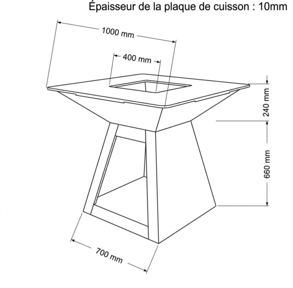 Dimensions du brasero plancha Plateau