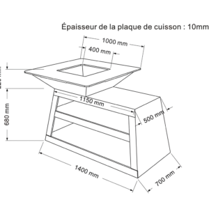 Dimensions du brasero plancha Refuge