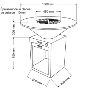 Dimensions du brasero plancha rond ∅ 100 cm